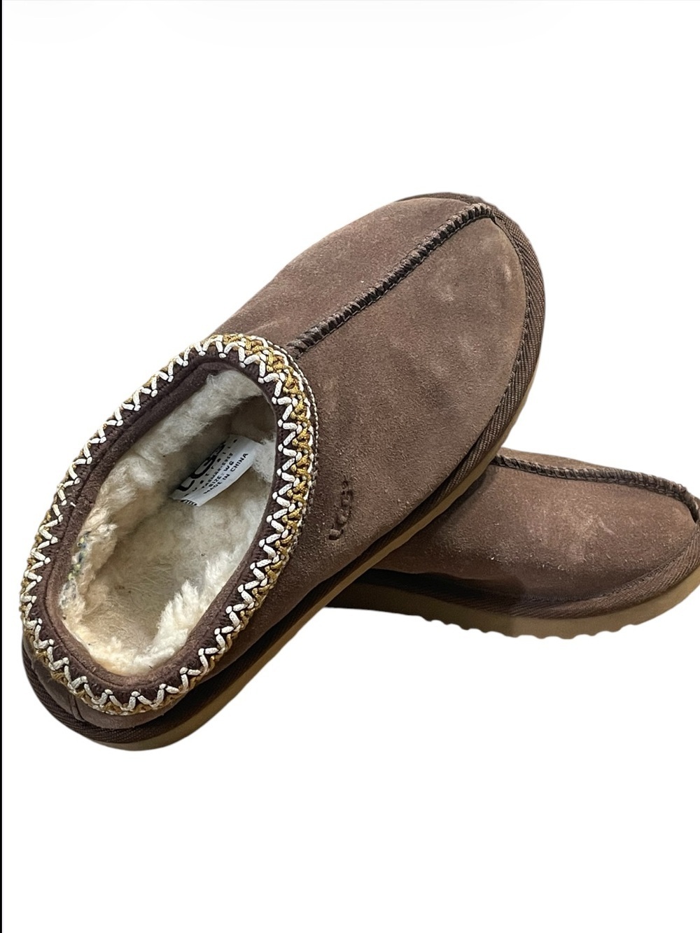 UGG Tasman Brown Suede Shearling Lined Slippers